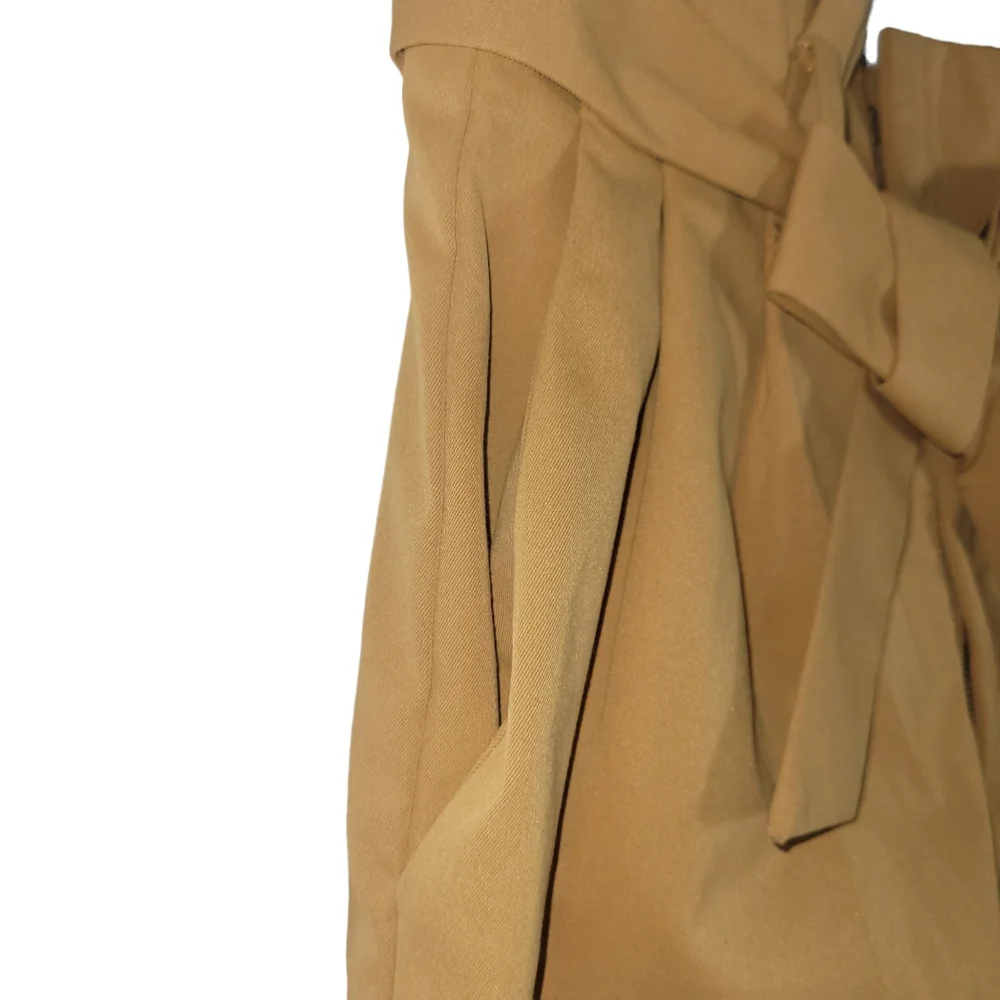 Women's H&M Pants, Ankle-length Tie-belt Pants Mustard, Size 8